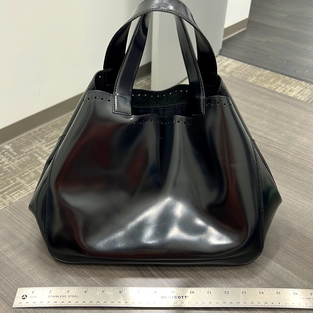 Black high shine leather Furla purse